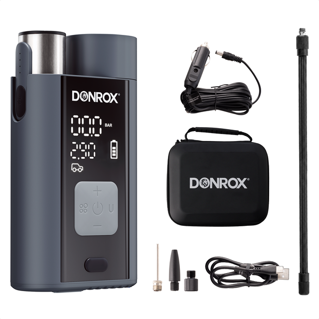 Donrox Ride A924 - Premium 12V compressor en bandenpomp met verwisselbare accu, ons krachtigste model