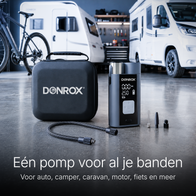 Donrox Ride A924 - Premium 12V compressor en bandenpomp met verwisselbare accu, ons krachtigste model