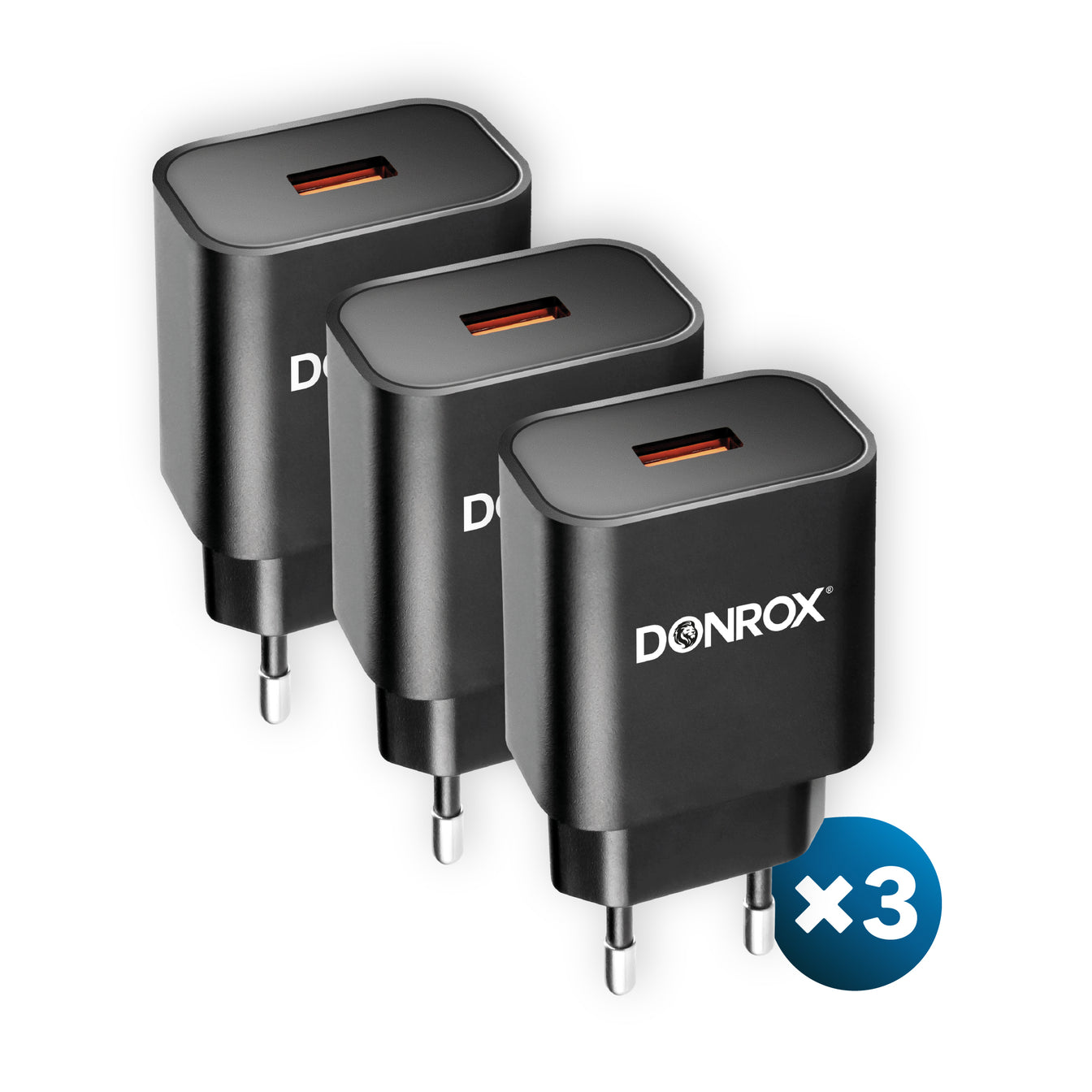 3 x Donrox Charge A201 - altijd 18W opladers bij de hand