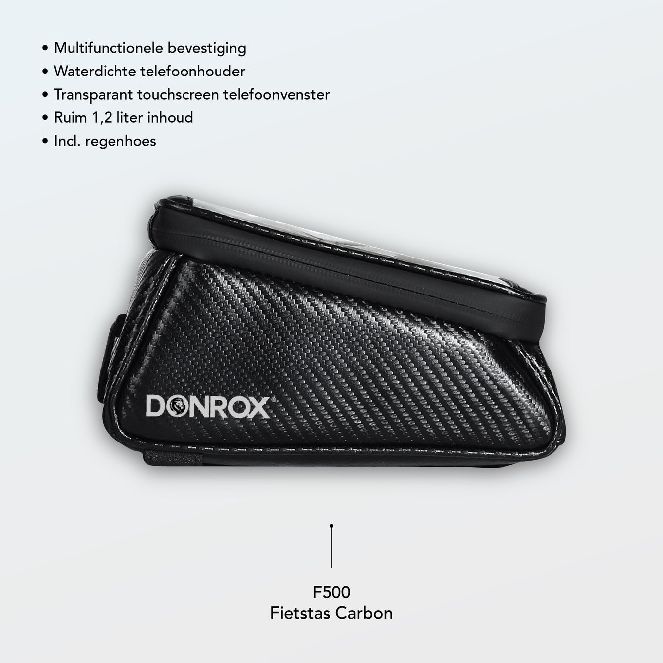 Donrox Ride F500 Carbon - Fietstas + telefoonhouder voor de F511 & F522