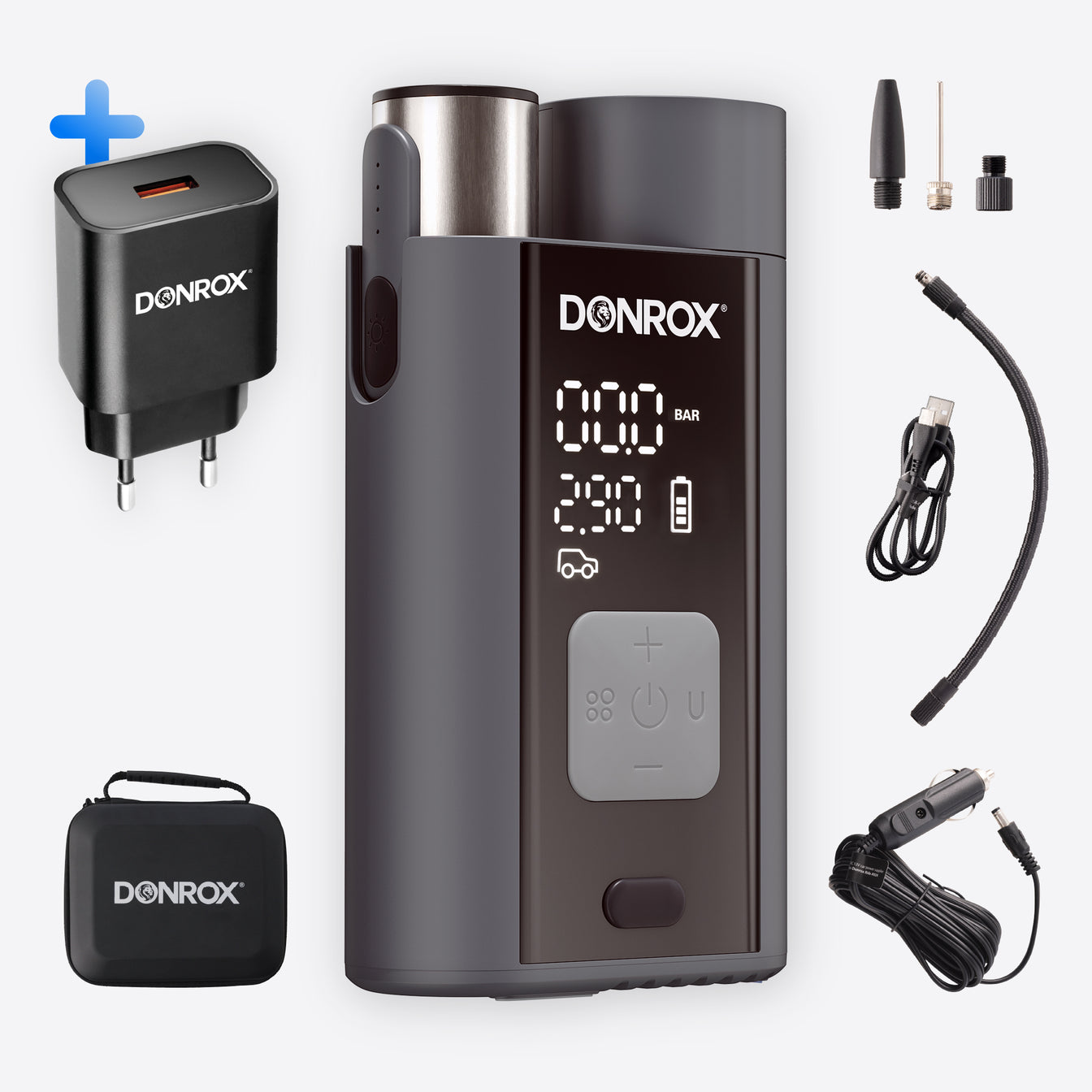 Donrox Ride A924 + TIJDELIJK GRATIS OPLADER – Krachtige Compressor voor Auto, Camper en Fiets